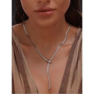 Silver Snake Lariat Necklace M1771